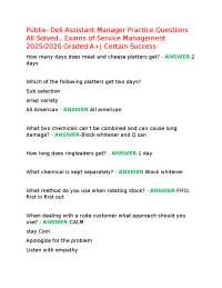 Publix- Deli Assistant Manager Practice Questions All Solved., Exams of Service Management