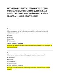 MECHATRONICS SYSTEMS DESIGN NEWEST EXAM PREPARATION WITH COMPLETE QUESTIONS AND CORRECT