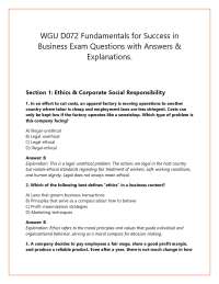 WGU D072 Fundamentals for Success in Business Exam Questions with Answers & Explanations