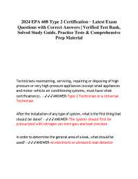2026 EPA 608 Type 2 Certification – Latest Exam Questions with Correct Answers | Verified