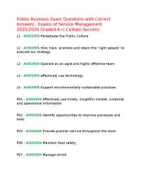 Publix-Business Exam Questions with Correct Answers, Exams of Service Management 2025/2026