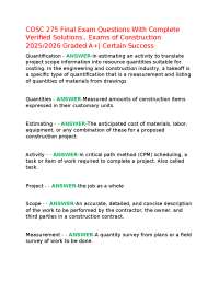 COSC 275 Final Exam Questions With Complete Verified Solutions., Exams of Construction 202