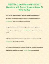 PMKEE E4 (Latest Update 2026 / 2027) Questions with Correct Answers {Grade A} 100% Verifie