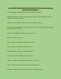 JAVASCRIPT PROGRAMMING IN HTML5 WITH Exam Questions and Answers Latest Graded A+