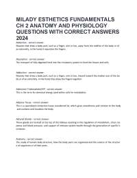 MILADY ESTHETICS FUNDAMENTALS CH 2 ANATOMY AND PHYSIOLOGY QUESTIONS WITH CORRECT ANSWERS 2