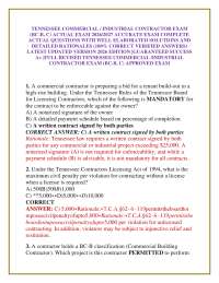 TENNESSEE COMMERCIAL / INDUSTRIAL CONTRACTOR EXAM (BC-B, C) ACTUAL EXAM 2026/2027 ACCURAT