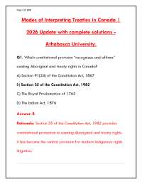 MODES OF INTERPRETING TREATIES IN CANADA – 200 PRACTICE QUESTIONS WITH VERIFIED ANSWERS