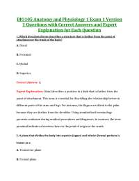 BIO105 | BIO105 Anatomy and Physiology 1 Exam Questions with Correct Answers