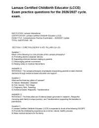 Lamaze Certified Childbirth Educator (LCCE) Exam practice questions for the 2026_2027 cycl