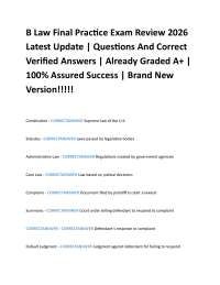 B Law Final Practice Exam Review 2026 Latest Update | Questions And Correct Verified Ans