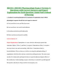 BIO301 | BIO301 Pharmacology Exam 2 | Questions with Correct Answers