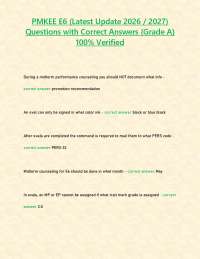 PMKEE E6 (Latest Update 2026 / 2027) Questions with Correct Answers {Grade A} 100% Verifie