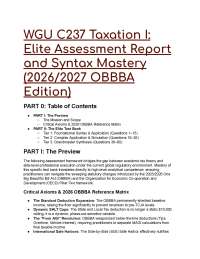 WGU C237 Taxation I: 2026/2027 OBBBA Elite Test Bank