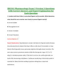 BIO301 | BIO301 Pharmacology Exam 3 | Questions with Correct Answers