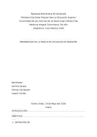 Preparación de los familia en situaciones de desastres