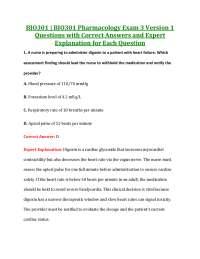 BIO301 | BIO301 Pharmacology Exam 3 | Questions with Correct Answers