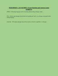 WEB DESIGN - JAVASCRIPT 1 Exam Questions and Answers Latest Graded A+