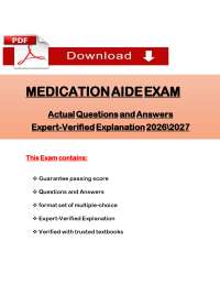 Medication Aide Exam 2026-2027 |Q&A | CMA Practice Test