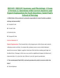 BIO105 | BIO105 Anatomy and Physiology 1 Exam 1 Version 2 | Questions with Correct Answer