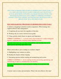 WGU D389 LEARNING STRATEGIES IN HIGHER EDUCATION TASK 1,2,3 & A NEW UPDATED STUDY GUIDE C