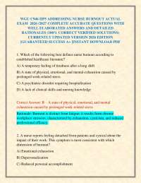 WGU C946 IIP5 ADDRESSING NURSE BURNOUT ACTUAL EXAM 2026 /2027 COMPLETE ACCURATE QUESTION