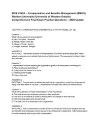 MOS 3342A – Compensation and Benefits Management (BMOS) Western University (University of
