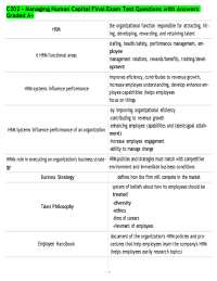 C202 - Managing Human Capital Final Exam Test Questions with Answers Graded A+