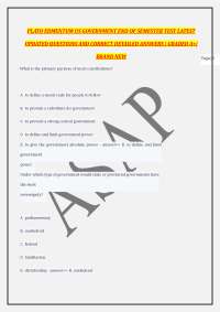 PLATO EDMENTUM US GOVERNMENT END OF SEMESTER TEST LATEST UPDATED QUESTIONS AND CORRECT DE