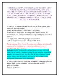 TN BURGLAR ALARM SYSTEMS QUALIFYING AGENT EXAM ACTUAL 2026/2027 PRACTICE QUESTIONS AND A