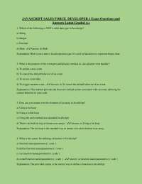 JAVASCRIPT SALES FORCE DEVELOPER 1 Exam Questions and Answers Latest Graded A+