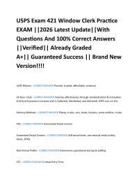 USPS Exam 421 Window Clerk Practice EXAM ||2026 Latest Update||With Questions And 100% C