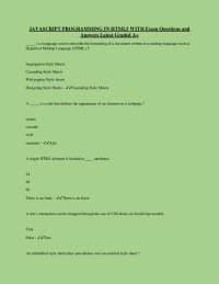 JAVASCRIPT PROGRAMMING IN HTML5 WITH Exam Questions and Answers Latest Graded A+