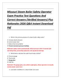 Missouri Steam Boiler Safety Operator Exam Practice Test Questions And Correct Answers (
