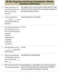 BI 232: Pregnancy and Human Development - Review Questions 2026 Guide