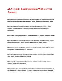 ALAT Unit 1 Exam Questions With Correct Answers.