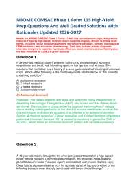 NBOME COMSAE Phase 1 Form 115 High-Yield Prep Questions And Well Graded Solutions With Rat