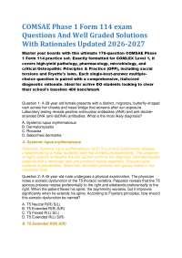 COMSAE Phase 1 Form 114 exam Questions And Well Graded Solutions With Rationales Updated 2
