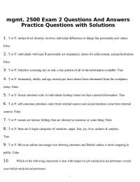 MGMT 2500 final Exam WMU Questions with Correct Answers