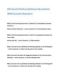 AIC Exam Flashcards Exam Questions With Correct Answers