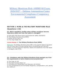 Military Munitions Rule AMMO 68 Exam, 2026/2027 – Defense Ammunition Center Environmental