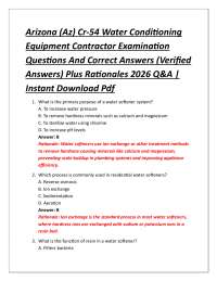 Arizona (Az) Cr-54 Water Conditioning Equipment Contractor Examination Questions