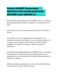 Perform NetBIOS Enumeration CERTIFICATION PAPER QUESTIONS ANSWERS 2026 GRADED A+