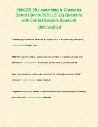 PMK-EE E5 Leadership & Character (Latest Update 2026 / 2027) Questions with Correct Answer