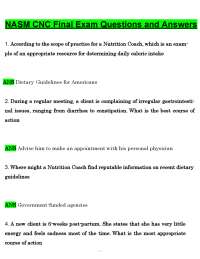 NASM CNC Final Exam Questions and Answers (PDF) | (Updated) Nutrition Coach Exam