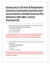 Arizona (Az) Cr-20 Hvac & Refrigeration Contractor Examination Questions