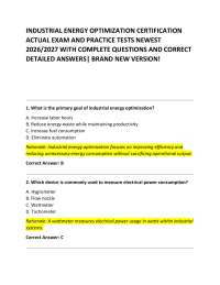 INDUSTRIAL ENERGY OPTIMIZATION CERTIFICATION ACTUAL EXAM AND PRACTICE TESTS NEWEST 2026/2