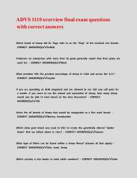 ADVS 1110 overview final exam questions with correct answers