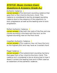 NYSTCE: Music Content Exam Questions & Answers (Grade A+)