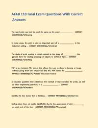 AFAB 110 Final Exam Questions With Correct Answers