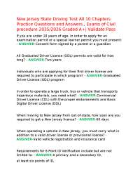 New Jersey State Driving Test All 10 Chapters Practice Questions and Answers., Exams of Ci